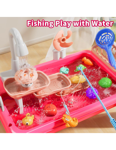 Juguete de Fregadero de Agua Eléctrico NIPLOOOW - Rosa