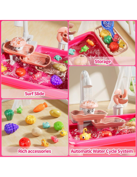 Juguete de Fregadero de Agua Eléctrico NIPLOOOW - Rosa