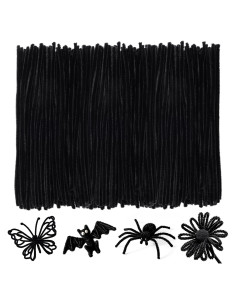 300 Limpiapipas Negros Chenille 30 cm x 8 mm para Manualidades