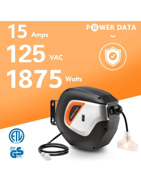 Carrete de Cable Eléctrico Retráctil Giraffe Tools 15m 12AWG