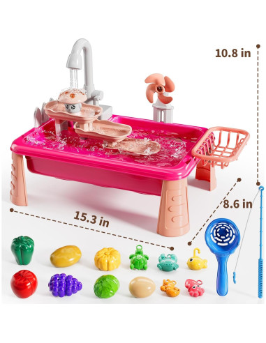 Juguete de Fregadero de Agua Eléctrico NIPLOOOW - Rosa