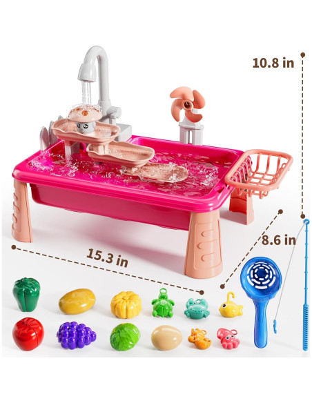 Juguete de Fregadero de Agua Eléctrico NIPLOOOW - Rosa