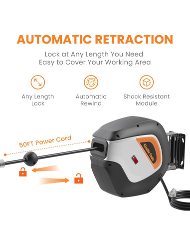 Carrete de Cable Eléctrico Retráctil Giraffe Tools 15m 12AWG