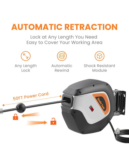 Carrete de Cable Eléctrico Retráctil Giraffe Tools 15m 12AWG