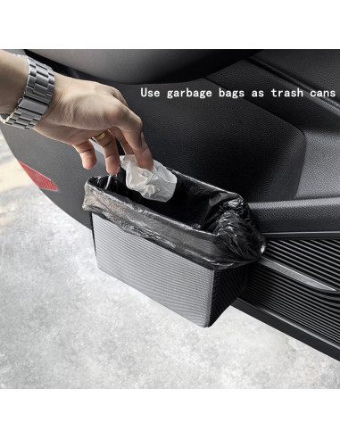Basurero de coche AOWIS beige plegable con bolsa y bolsillos