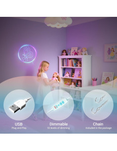 Luz LED Decorativa Mariposa NAIYISI 33 cm USB Multicolor 2