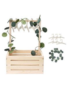 Caja de Madera GaliGali para Baby Shower con Perchas y Guirnalda