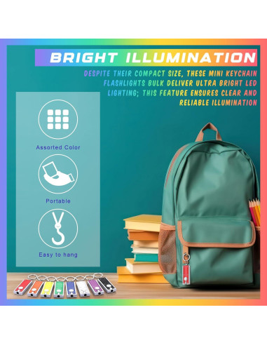 8 Mini Linternas de Llavero LED Glooglitter Multicolor