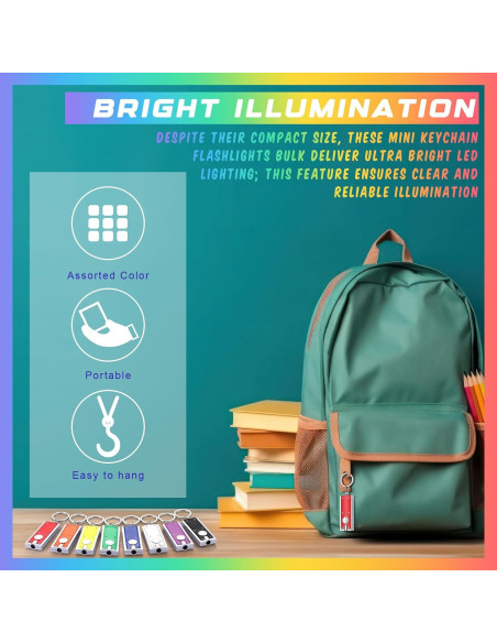 8 Mini Linternas de Llavero LED Glooglitter Multicolor