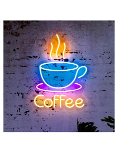 Luz de Neón Taza de Café LED HFHungkeong 37x28.5cm USB