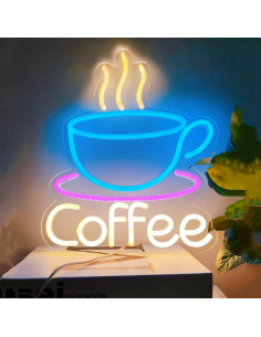 Luz de Neón Taza de Café LED HFHungkeong 37x28.5cm USB 2