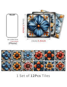 Calcomanías de Azulejos 6x6 ViibXfans - 12 Hojas Impermeables 2