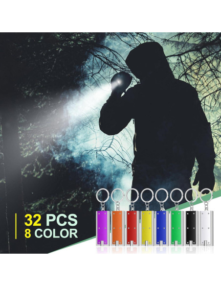 32 Linternas de Llavero LED Hicarer Mini Portátiles 6x2.4cm