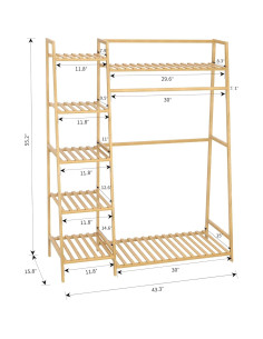 Perchero de Bambú Reliancer 5 Niveles con Estante para Zapatos 2