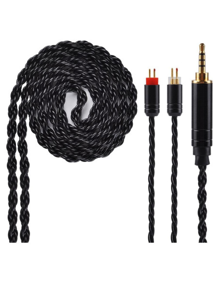 Cable de auriculares Kinboofi 2PIN 2.5mm 6 núcleos plata negro