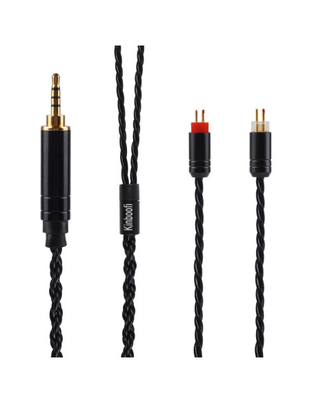 Cable de auriculares Kinboofi 2PIN 2.5mm 6 núcleos plata negro