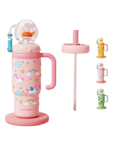 Vaso de Acero Inoxidable FRAGRANTGARDEN 710ml con Asa Rosa