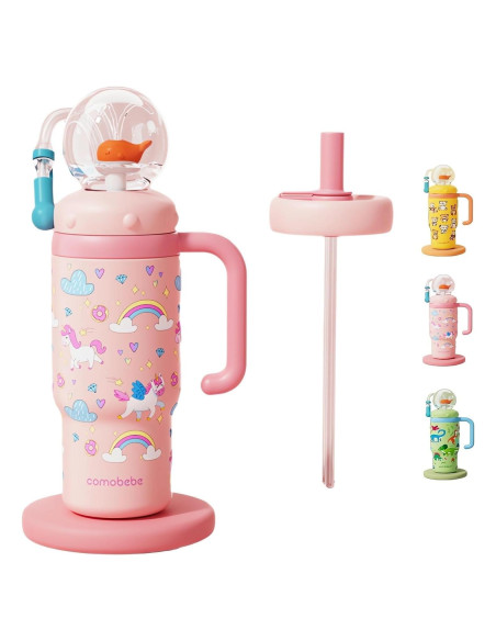 Vaso de Acero Inoxidable FRAGRANTGARDEN 710ml con Asa Rosa