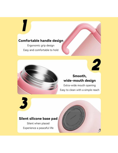 Vaso de Acero Inoxidable FRAGRANTGARDEN 710ml con Asa Rosa