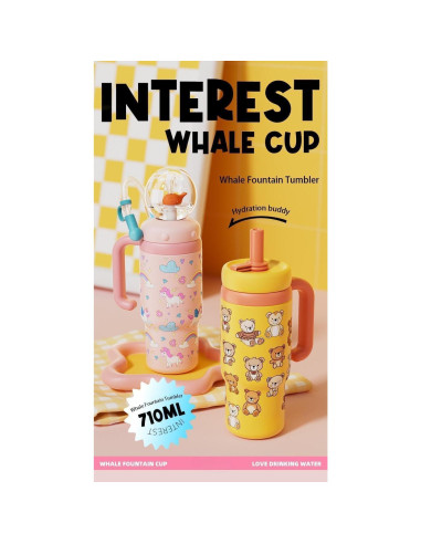 Vaso de Acero Inoxidable FRAGRANTGARDEN 710ml con Asa Rosa