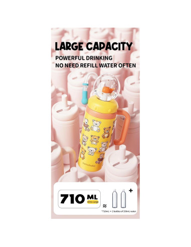 Vaso de Acero Inoxidable FRAGRANTGARDEN 710ml con Asa Rosa