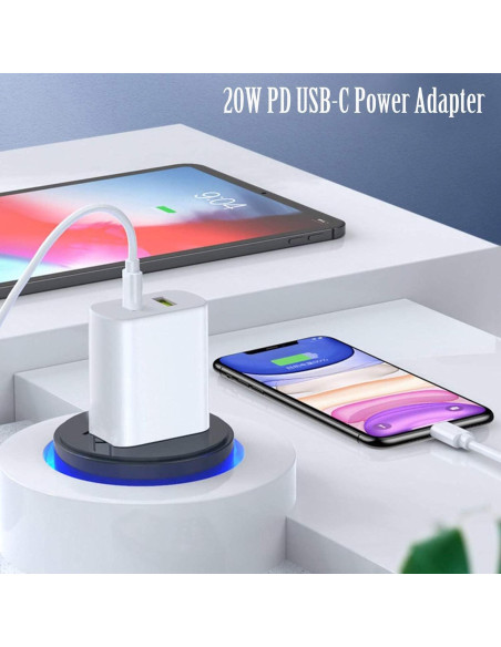 Paquete de 2 Cargadores USB C 20W Doble Puerto Blanco Paquete de 2 Cargadores USB C 20W Doble Puerto Blanco
