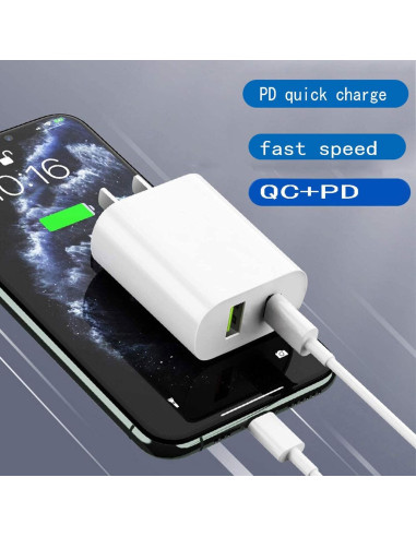 Paquete de 2 Cargadores USB C 20W Doble Puerto Blanco