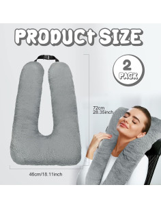 Almohadas de Viaje Hoteam 2 Pcs Soporte Cuello y Cabeza Gris 2