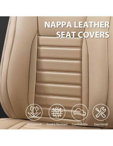 Cubiertas de Asiento de Cuero Nappa CAR PASS Juego Completo Beige