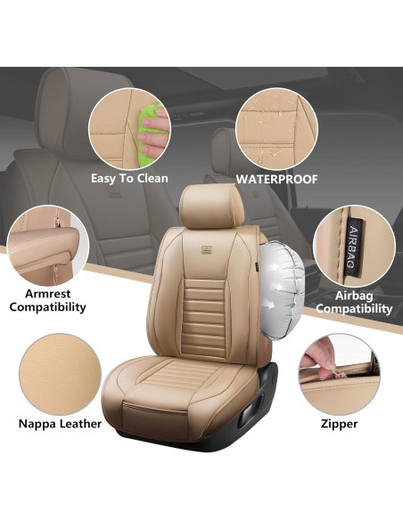 Cubiertas de Asiento de Cuero Nappa CAR PASS Juego Completo Beige