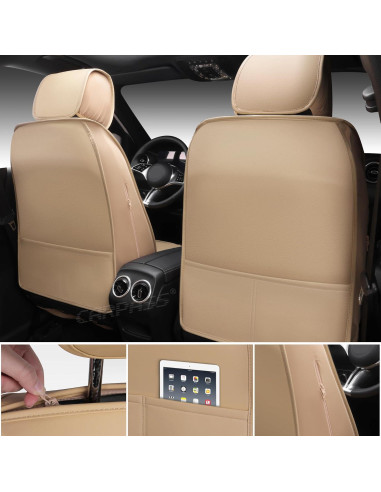 Cubiertas de Asiento de Cuero Nappa CAR PASS Juego Completo Beige