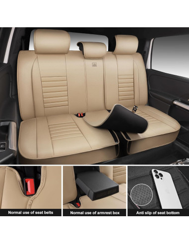 Cubiertas de Asiento de Cuero Nappa CAR PASS Juego Completo Beige
