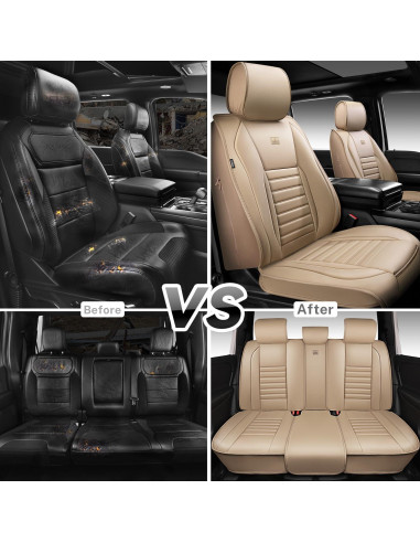 Cubiertas de Asiento de Cuero Nappa CAR PASS Juego Completo Beige