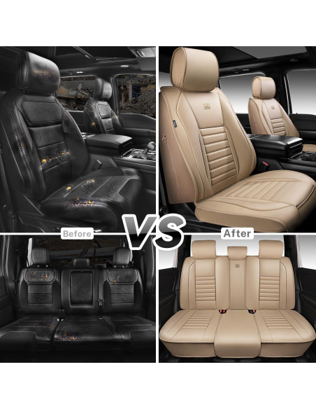 Cubiertas de Asiento de Cuero Nappa CAR PASS Juego Completo Beige