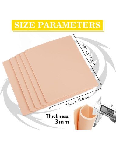Piel Falsa de Tattoo Romlon 6 Pcs 3MM Doble Cara 19x14.3 cm