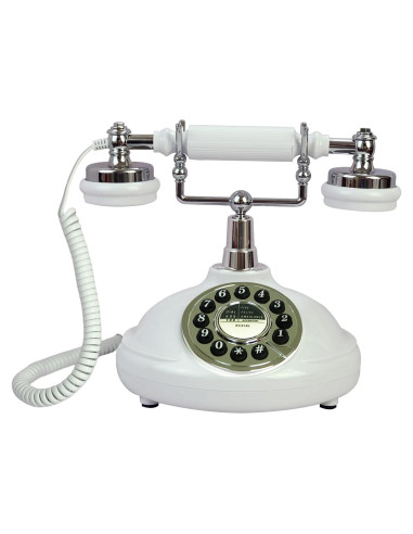 Teléfono de Línea Fija Retro TelPal Blanco con Cable