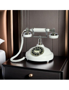 Teléfono de Línea Fija Retro TelPal Blanco con Cable 2