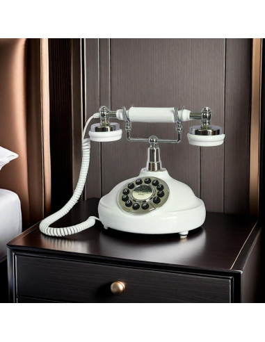 Teléfono de Línea Fija Retro TelPal Blanco con Cable