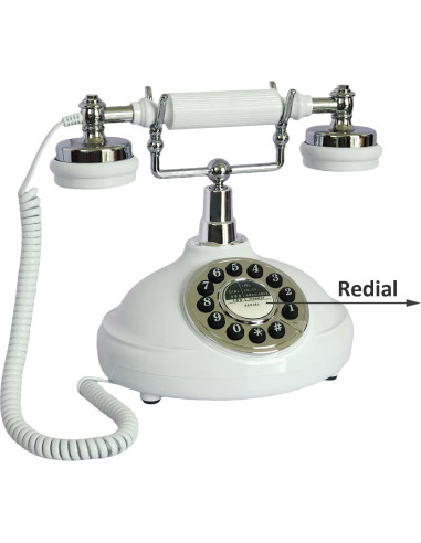 Teléfono de Línea Fija Retro TelPal Blanco con Cable