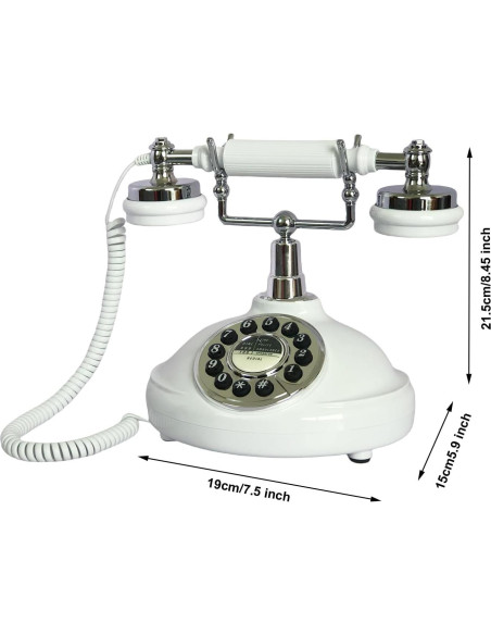 Teléfono de Línea Fija Retro TelPal Blanco con Cable
