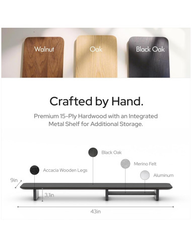 Soporte Doble para Monitor KIVY con Estante de Madera 109.22 cm