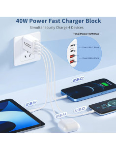 Cargador USB C 40W 4 Puertos MateStar - Carga Rápida 2