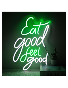 Letrero Neón LED Comer Bien Sentirse Bien Kullneon 42.4x28.4cm