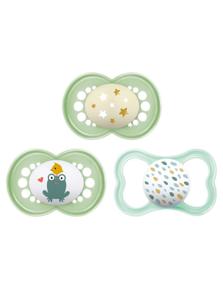Chupete MAM 16+ Meses 3-Pack Silicona Libre BPA Verde Pálido Chupete MAM 16+ Meses 3-Pack Silicona Libre BPA Verde Pálido