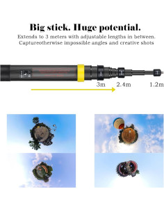 Bastón de Selfie Telescópico Qisahng 3m Fibra de Carbono 2
