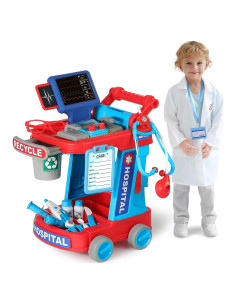 Kit de Doctor Phobby Carrito Rosa con Estetoscopio y Accesorios