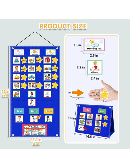 Tablero Visual para Niños ALSLEA 68.6x36.8cm con 124 Tarjetas