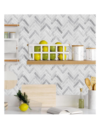 Azulejos Autoadhesivos STICKGOO Espiga Gris 30.48cm x 30.48cm (Paquete de 10)