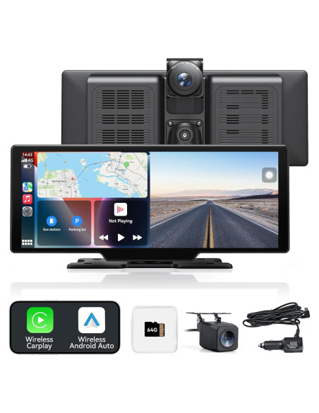 Pantalla Táctil Portátil Carplay 10.26" Carpeer 4K GPS Bluetooth