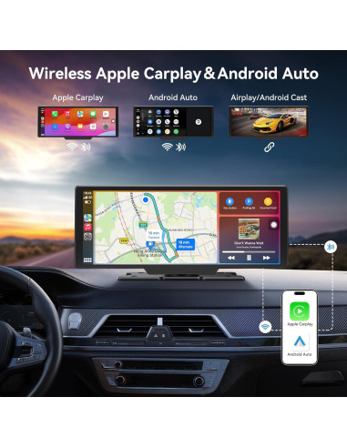 Pantalla Táctil Portátil Carplay 10.26" Carpeer 4K GPS Bluetooth